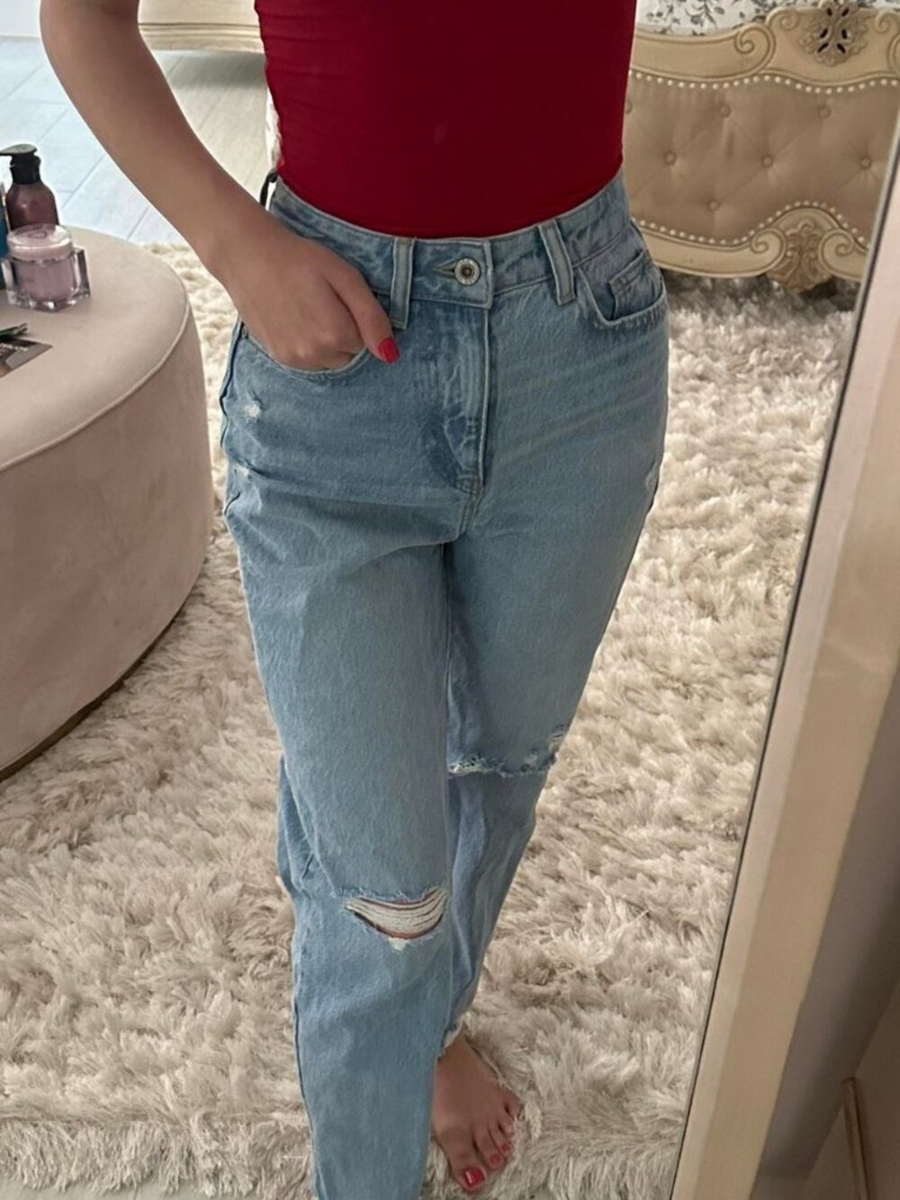 Zara Women's Red and Blue Jeans